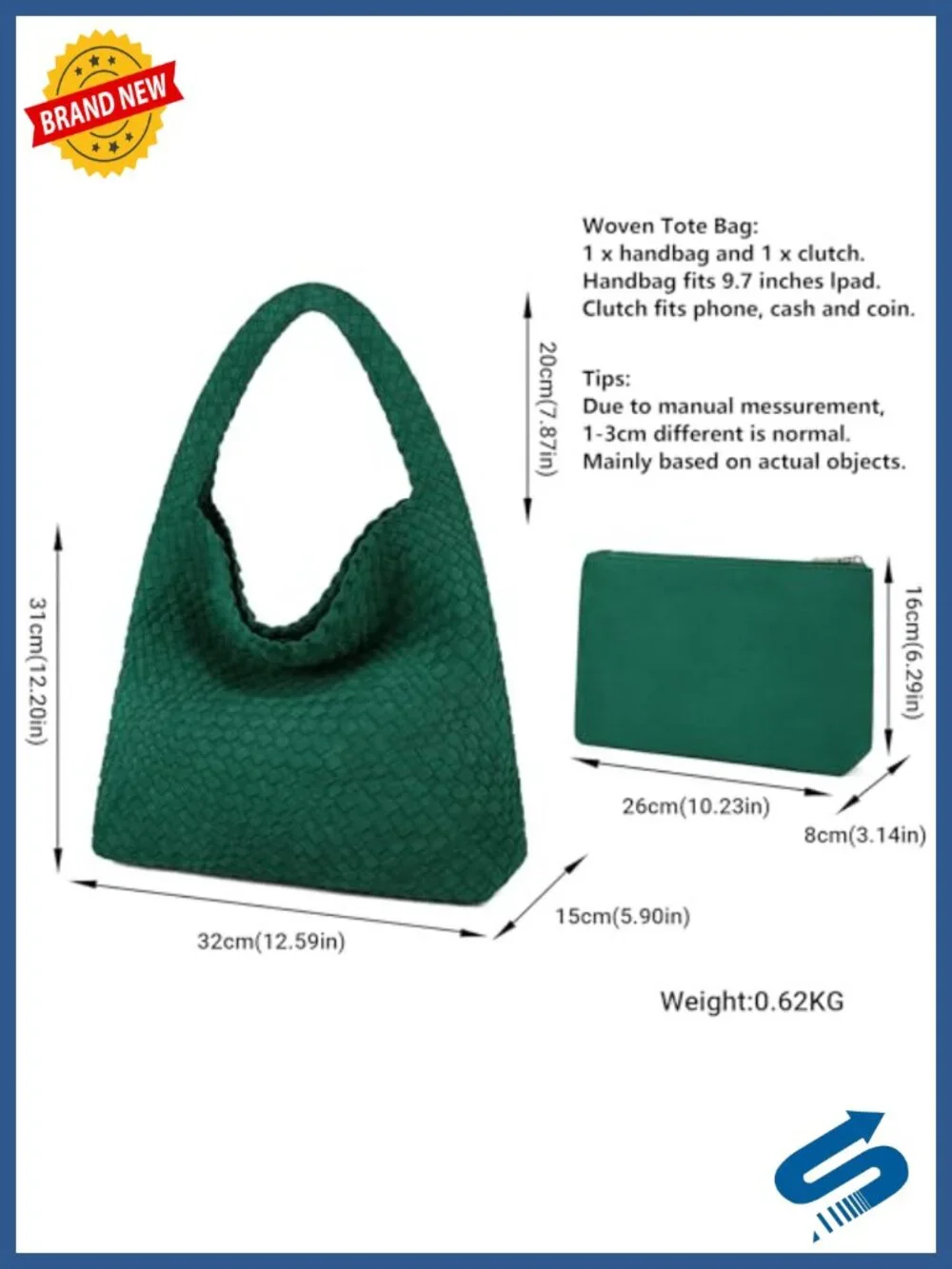 Woven Tote Bag Women Vegan Leather Hobo Shoulder Bag Large Capacity